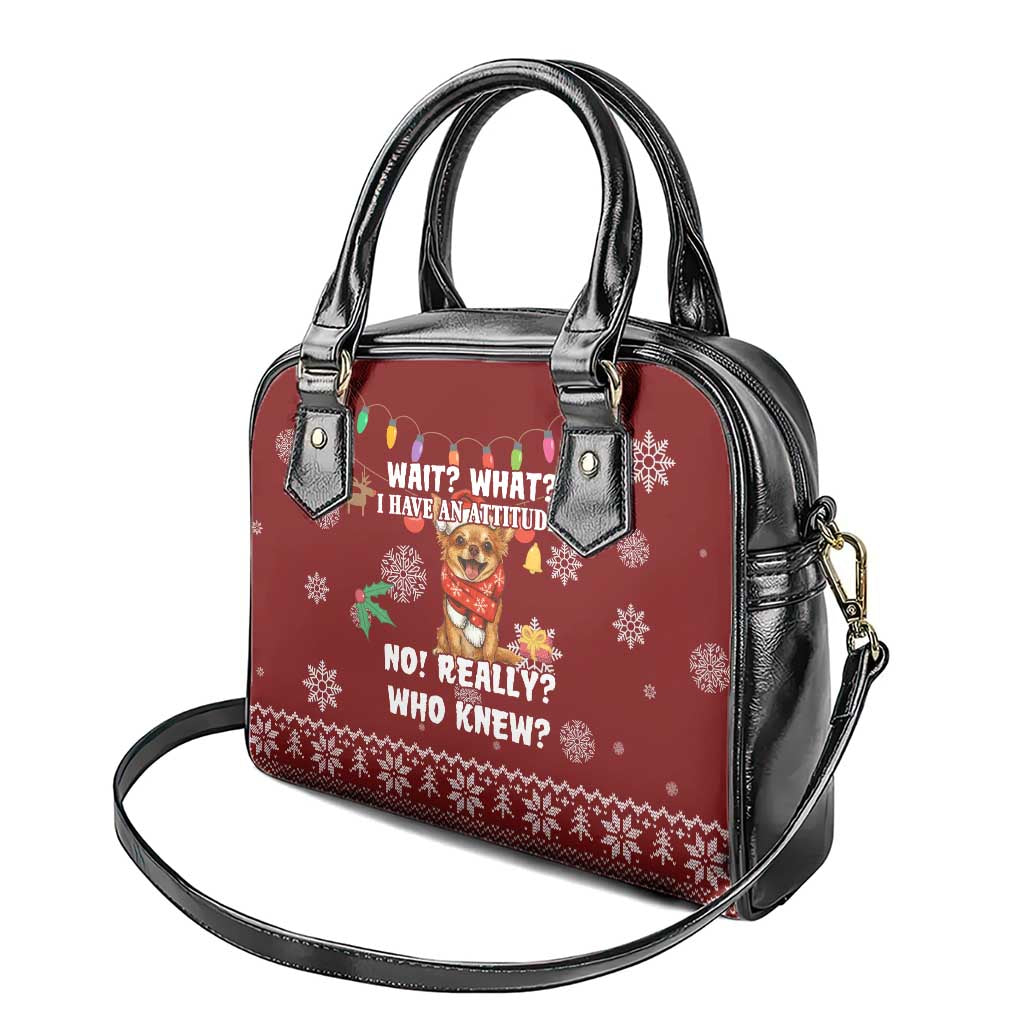 Chihuahua Attitude Christmas Shoulder Handbag Xmas Holiday Patterns - Wonder Print Shop