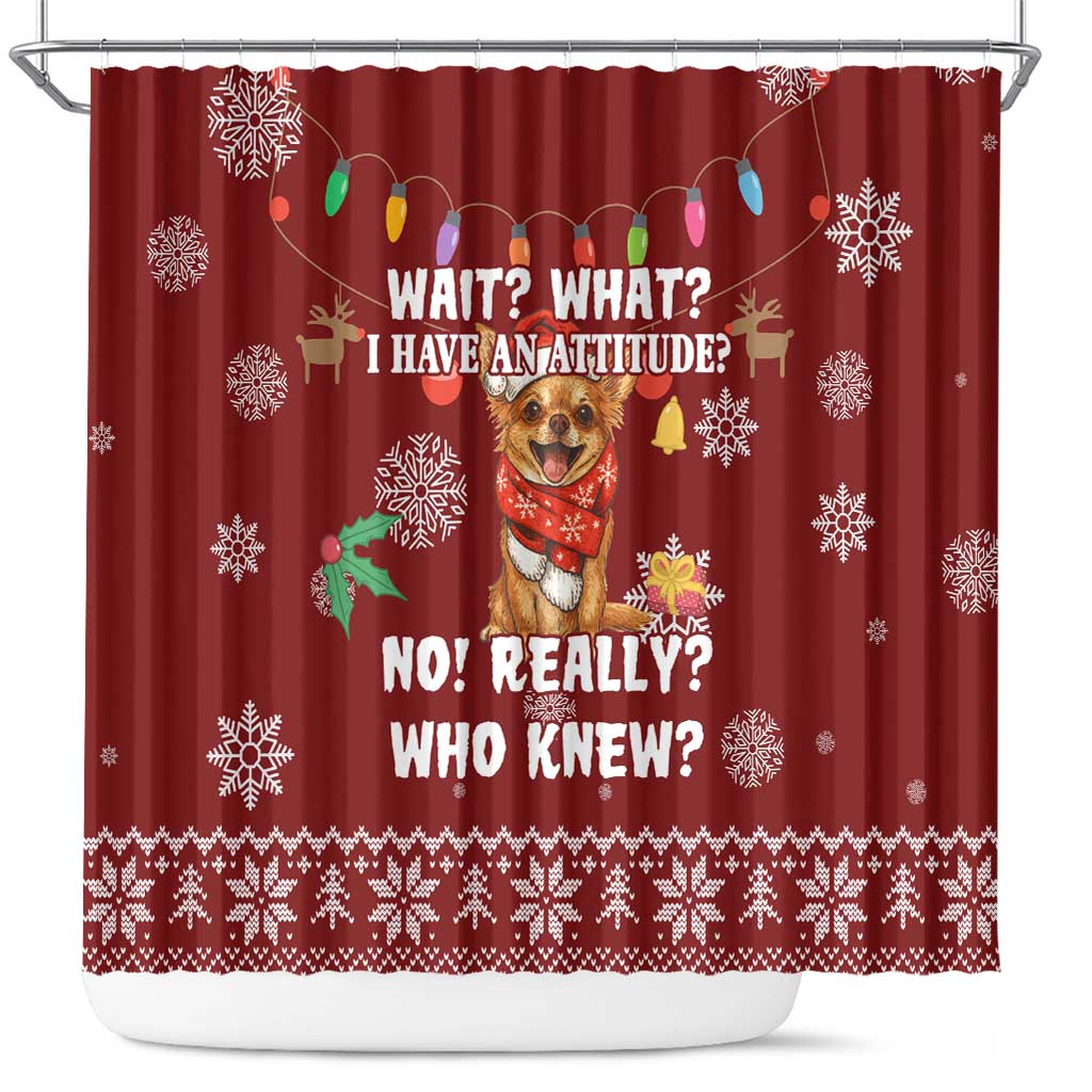 Chihuahua Attitude Christmas Shower Curtain Xmas Holiday Patterns - Wonder Print Shop
