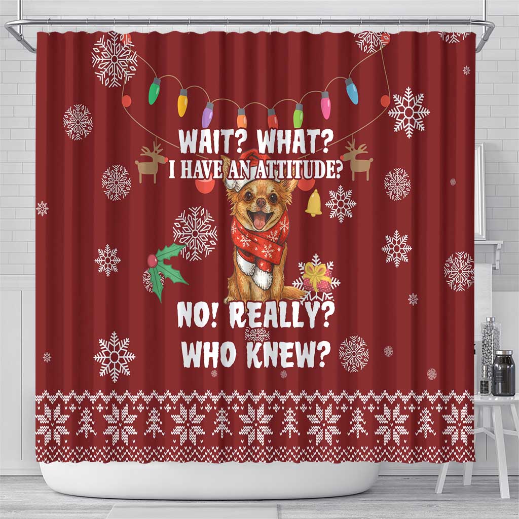 Chihuahua Attitude Christmas Shower Curtain Xmas Holiday Patterns - Wonder Print Shop