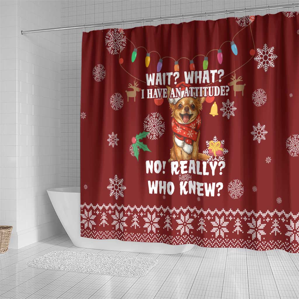 Chihuahua Attitude Christmas Shower Curtain Xmas Holiday Patterns - Wonder Print Shop