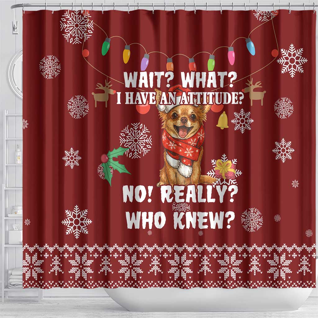 Chihuahua Attitude Christmas Shower Curtain Xmas Holiday Patterns - Wonder Print Shop