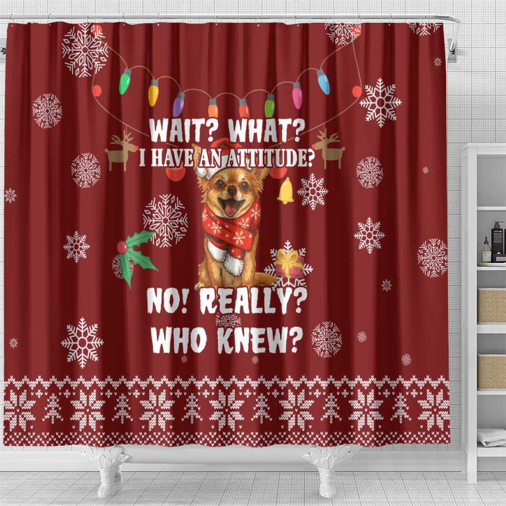 Chihuahua Attitude Christmas Shower Curtain Xmas Holiday Patterns - Wonder Print Shop