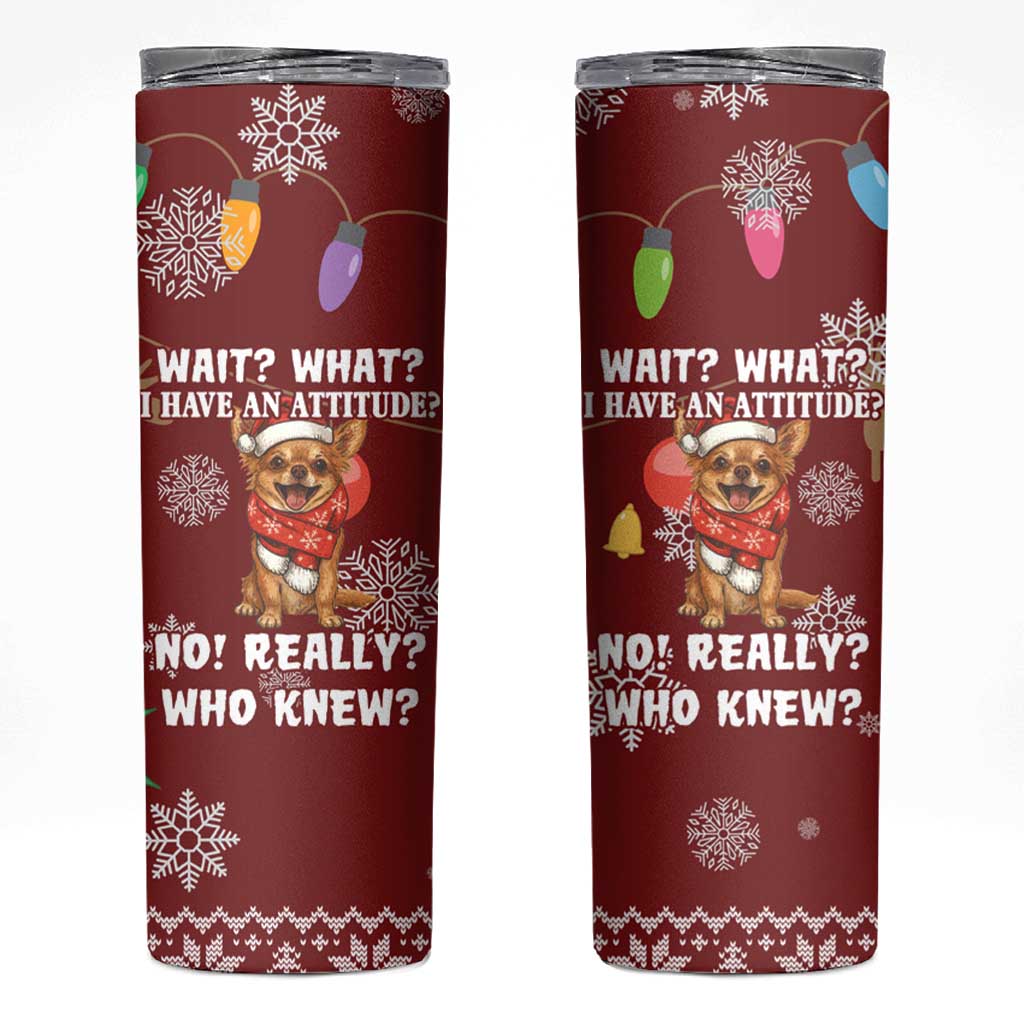 Chihuahua Attitude Christmas Skinny Tumbler Xmas Holiday Patterns - Wonder Print Shop