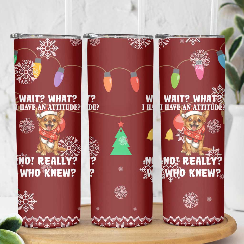 Chihuahua Attitude Christmas Skinny Tumbler Xmas Holiday Patterns - Wonder Print Shop