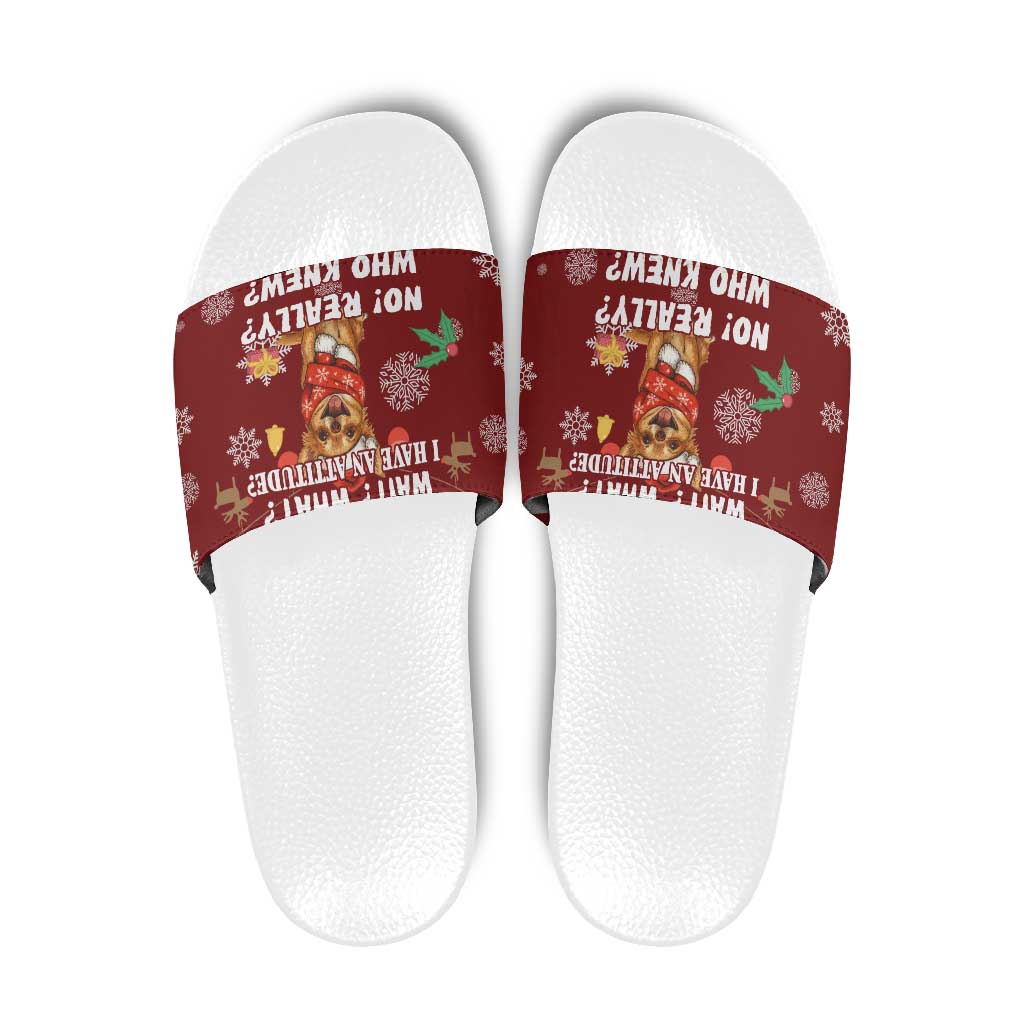 Chihuahua Attitude Christmas Slide Sandals Xmas Holiday Patterns - Wonder Print Shop