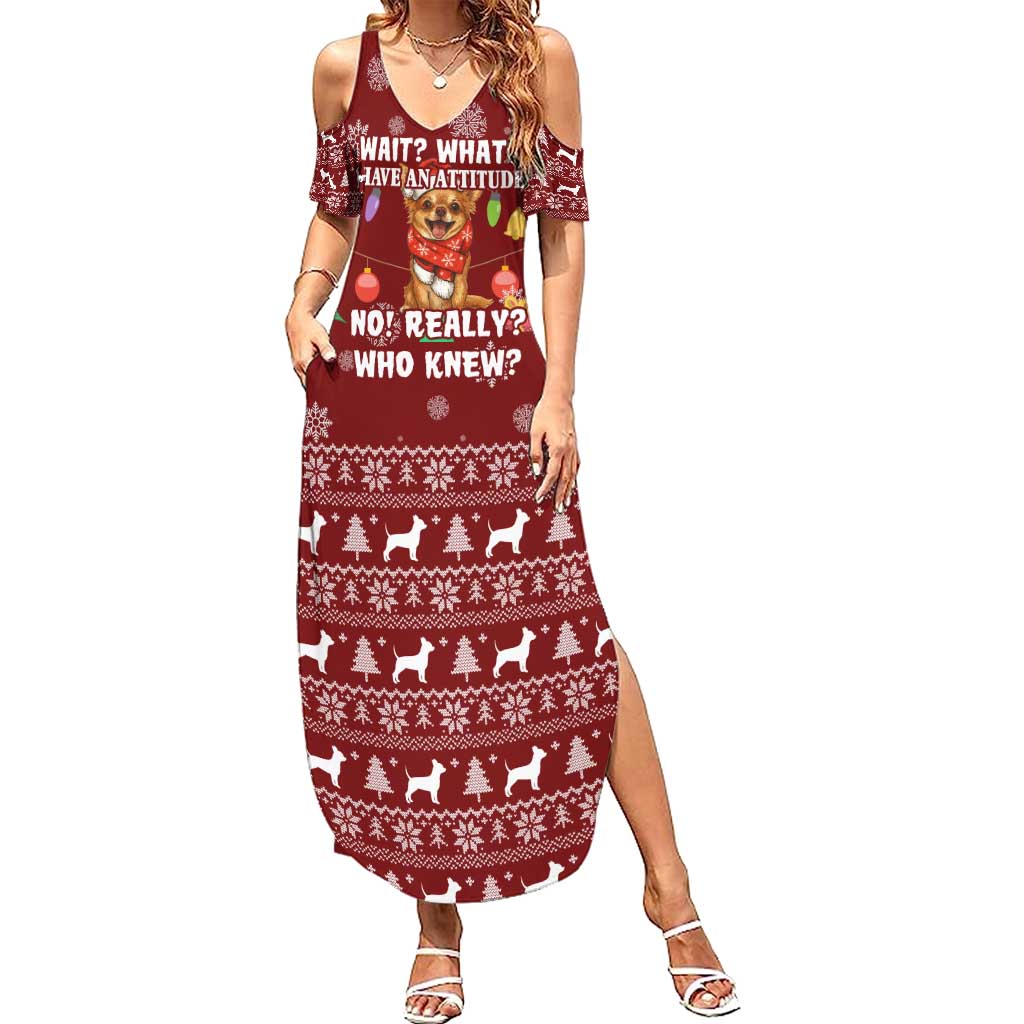 Chihuahua Attitude Christmas Summer Maxi Dress Xmas Holiday Patterns - Wonder Print Shop
