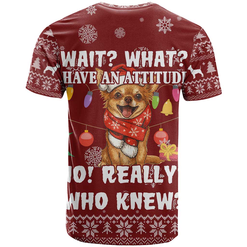 Chihuahua Attitude Christmas T Shirt Xmas Holiday Patterns - Wonder Print Shop