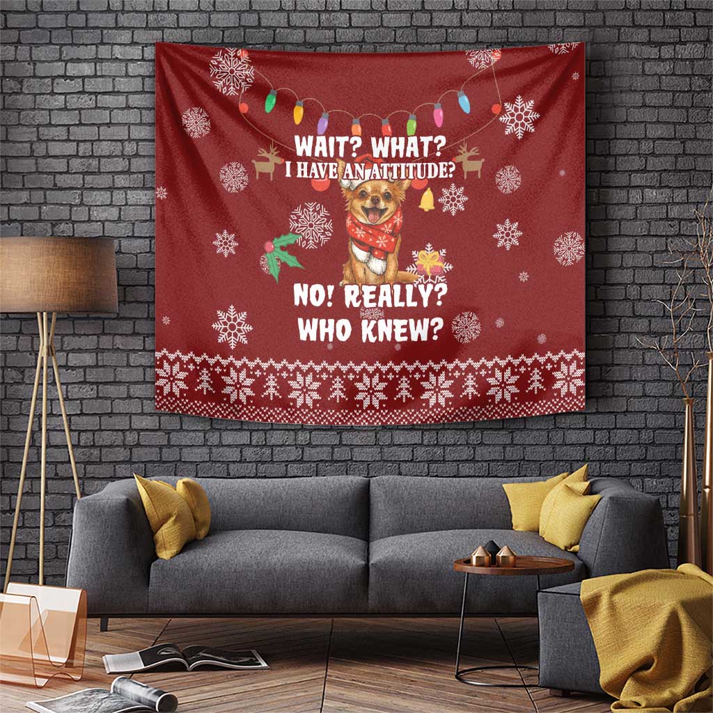 Chihuahua Attitude Christmas Tapestry Xmas Holiday Patterns - Wonder Print Shop