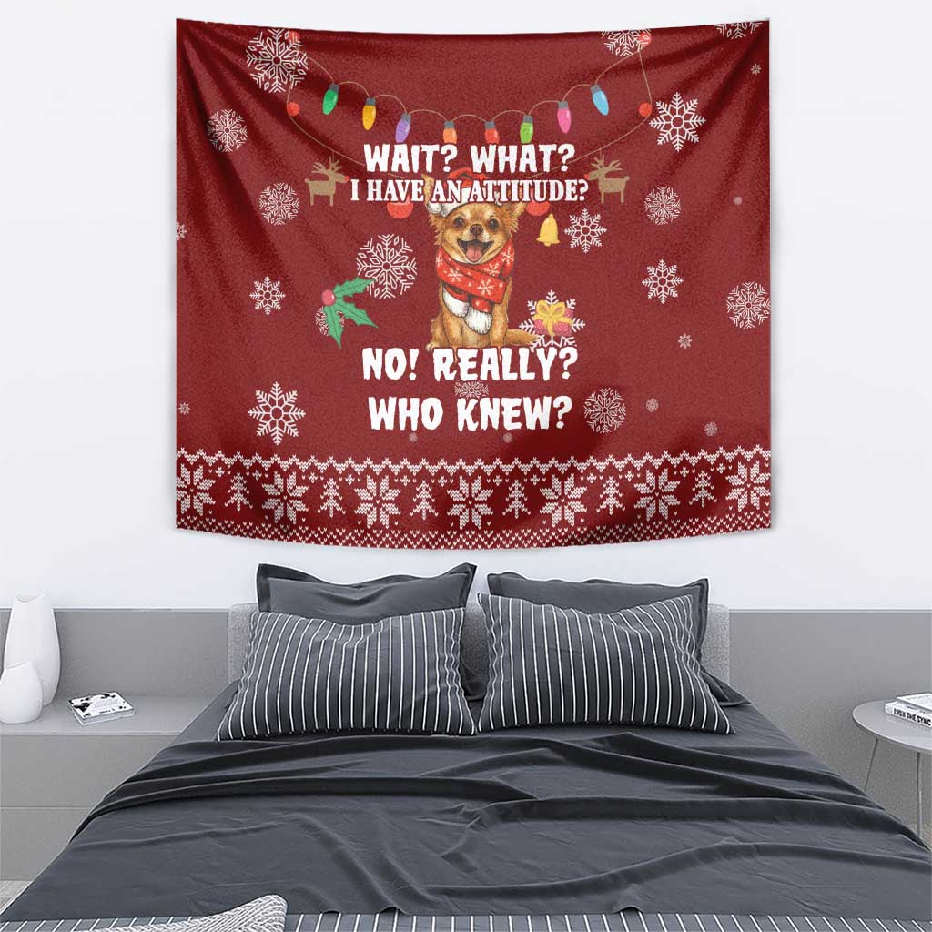Chihuahua Attitude Christmas Tapestry Xmas Holiday Patterns - Wonder Print Shop