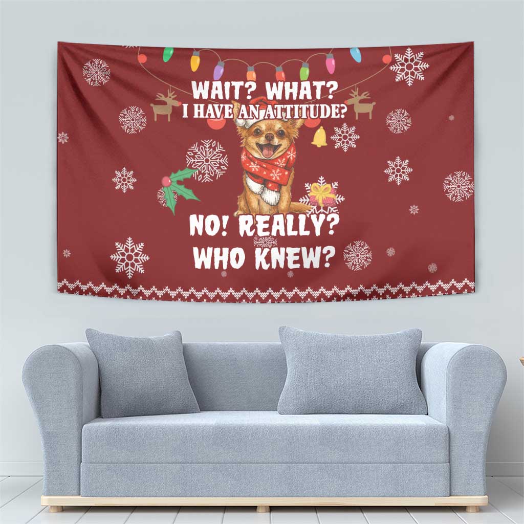 Chihuahua Attitude Christmas Tapestry Xmas Holiday Patterns - Wonder Print Shop