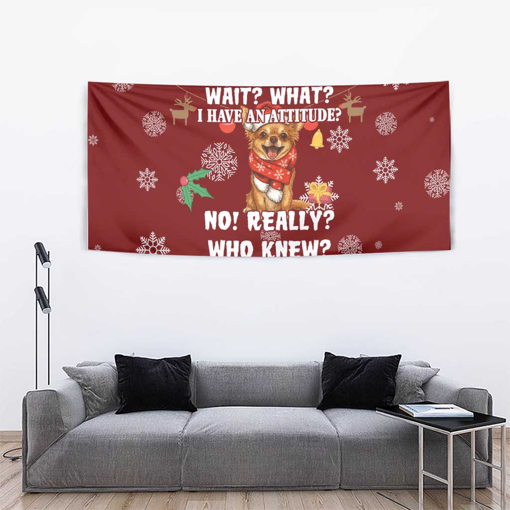 Chihuahua Attitude Christmas Tapestry Xmas Holiday Patterns - Wonder Print Shop