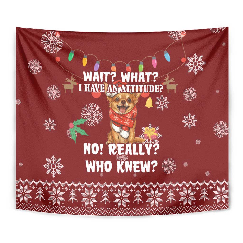 Chihuahua Attitude Christmas Tapestry Xmas Holiday Patterns - Wonder Print Shop