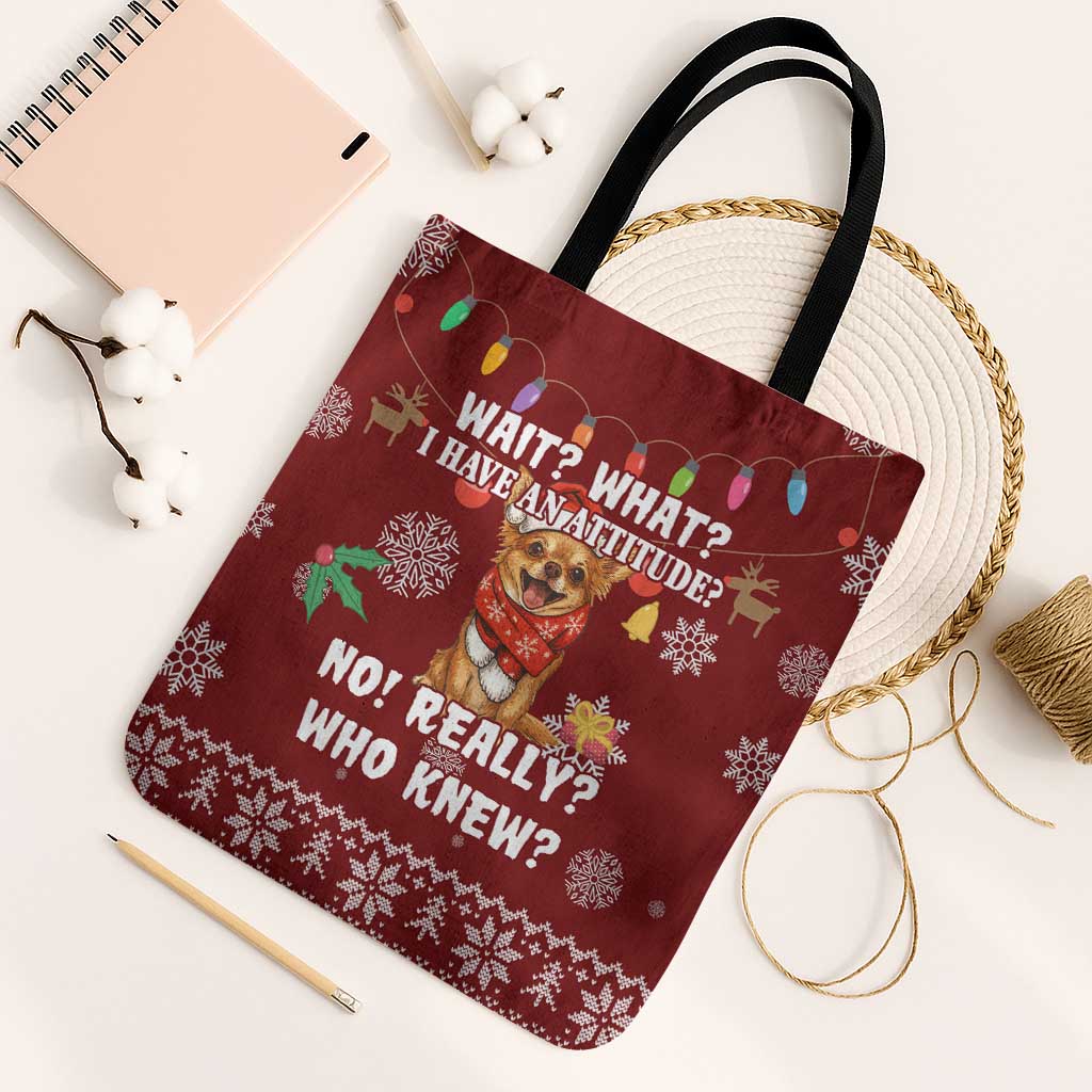 Chihuahua Attitude Christmas Tote Bag Xmas Holiday Patterns - Wonder Print Shop