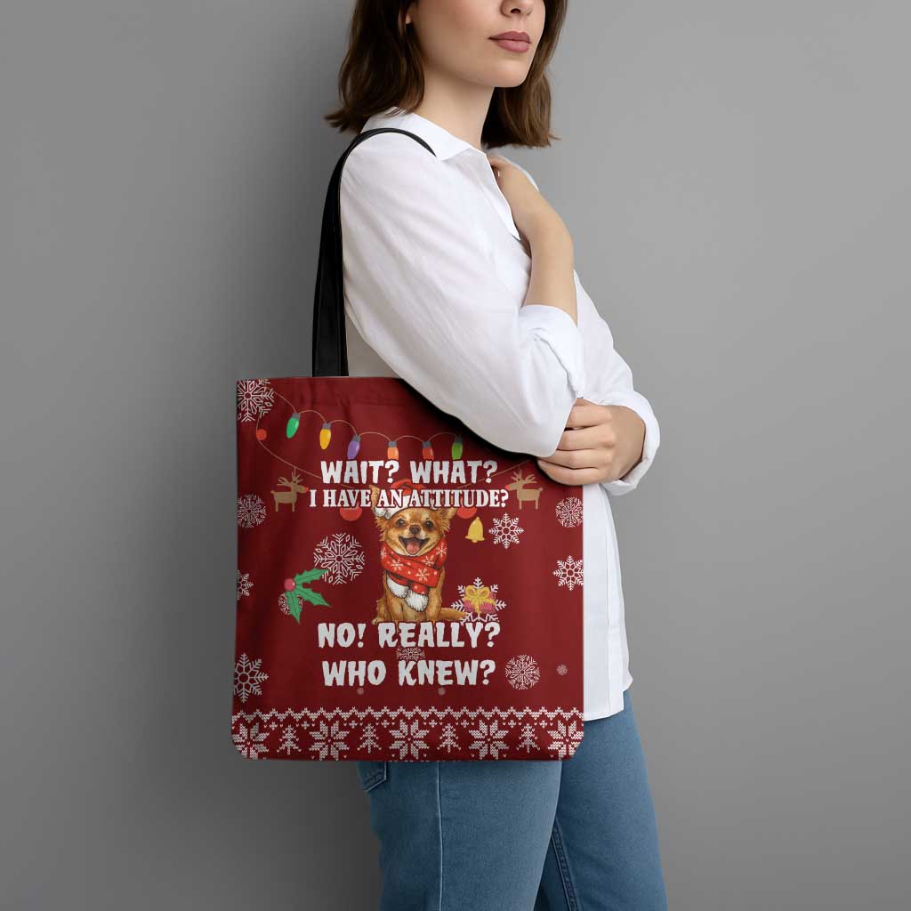 Chihuahua Attitude Christmas Tote Bag Xmas Holiday Patterns - Wonder Print Shop