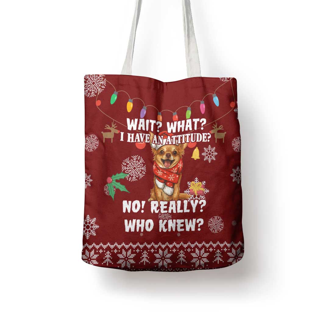 Chihuahua Attitude Christmas Tote Bag Xmas Holiday Patterns - Wonder Print Shop