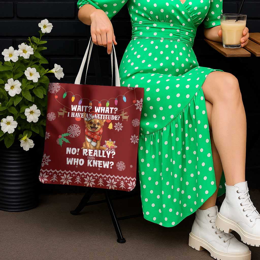 Chihuahua Attitude Christmas Tote Bag Xmas Holiday Patterns - Wonder Print Shop