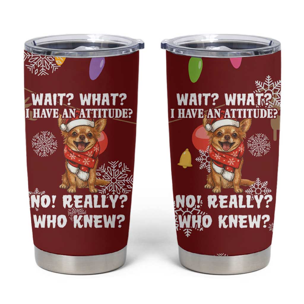 Chihuahua Attitude Christmas Tumbler Cup Xmas Holiday Patterns - Wonder Print Shop