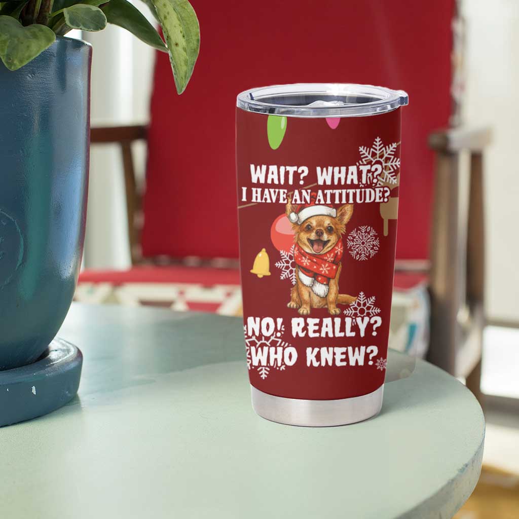 Chihuahua Attitude Christmas Tumbler Cup Xmas Holiday Patterns - Wonder Print Shop