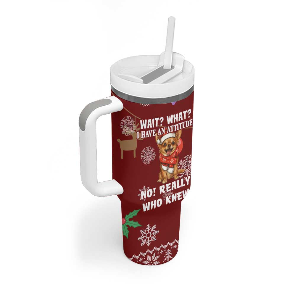 Chihuahua Attitude Christmas Tumbler With Handle Xmas Holiday Patterns - Wonder Print Shop