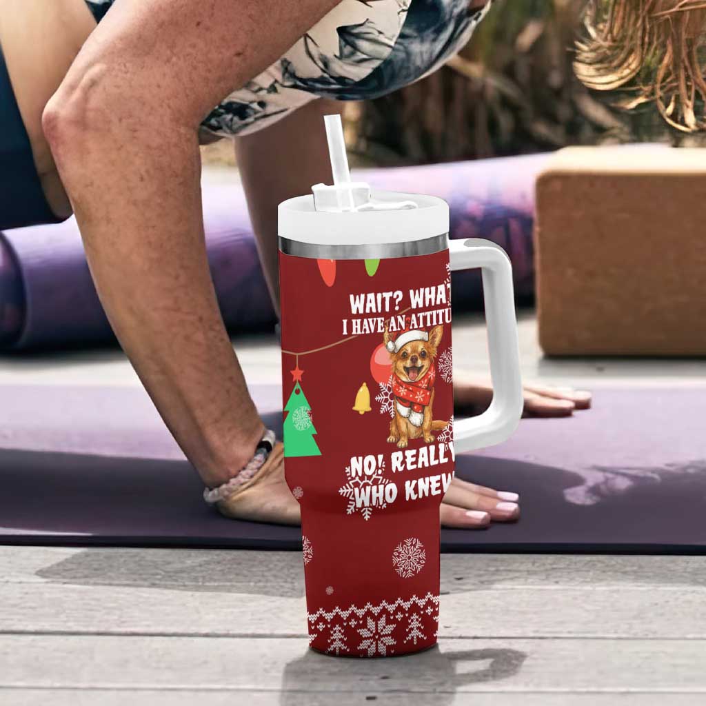 Chihuahua Attitude Christmas Tumbler With Handle Xmas Holiday Patterns - Wonder Print Shop