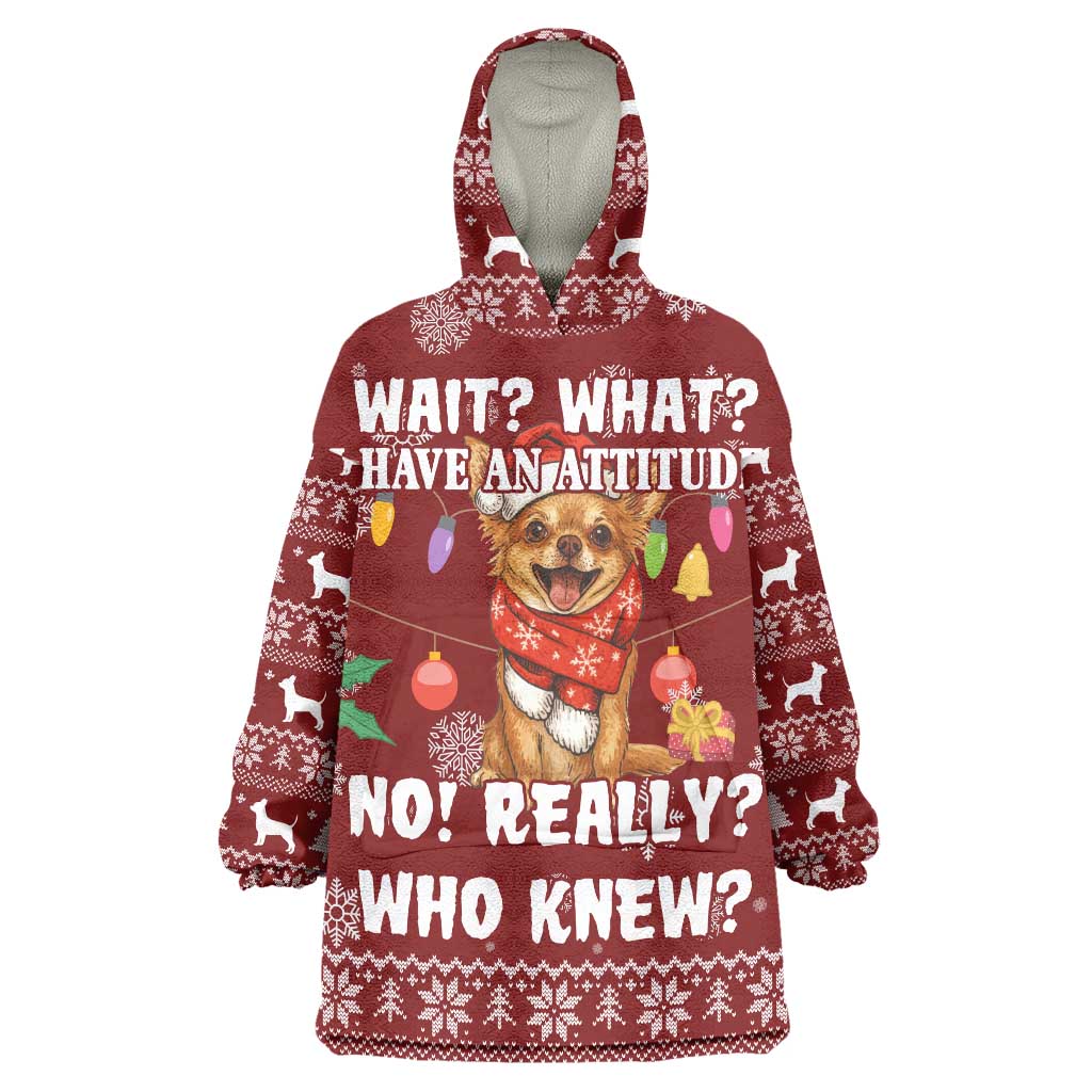 Chihuahua Attitude Christmas Wearable Blanket Hoodie Xmas Holiday Patterns - Wonder Print Shop