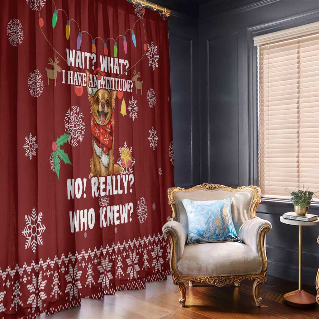 Chihuahua Attitude Christmas Window Curtain Xmas Holiday Patterns - Wonder Print Shop