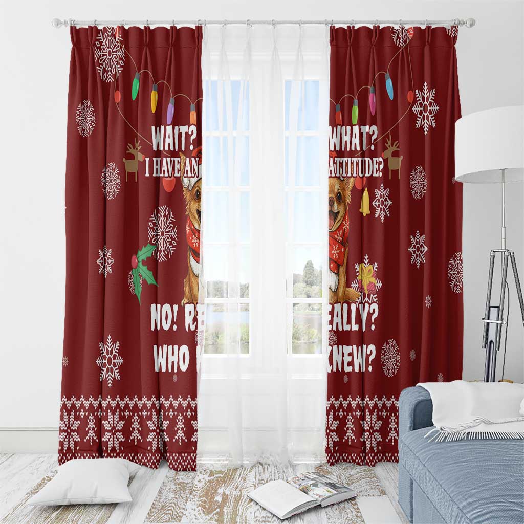 Chihuahua Attitude Christmas Window Curtain Xmas Holiday Patterns - Wonder Print Shop
