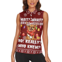 Chihuahua Attitude Christmas Women Sleeveless Polo Shirt Xmas Holiday Patterns - Wonder Print Shop