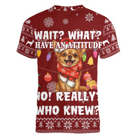 Chihuahua Attitude Christmas Women V-Neck T-Shirt Xmas Holiday Patterns - Wonder Print Shop