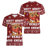 Chihuahua Attitude Christmas Women V-Neck T-Shirt Xmas Holiday Patterns - Wonder Print Shop