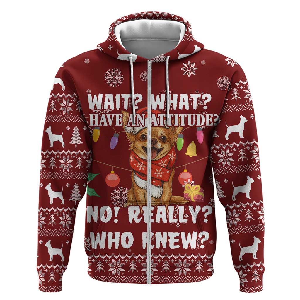 Chihuahua Attitude Christmas Zip Hoodie Xmas Holiday Patterns - Wonder Print Shop