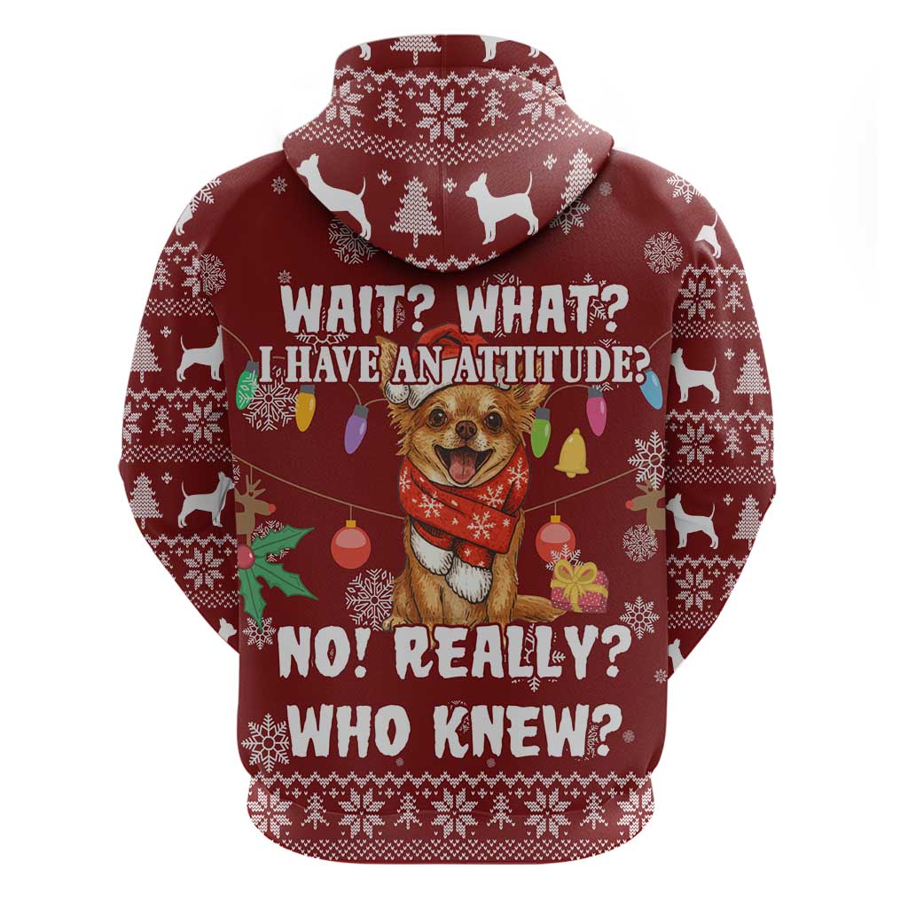 Chihuahua Attitude Christmas Zip Hoodie Xmas Holiday Patterns - Wonder Print Shop