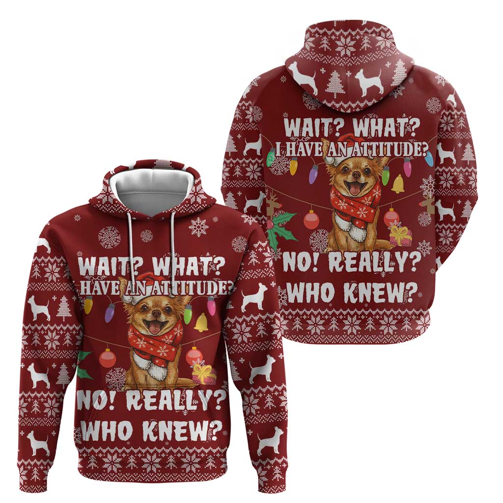 Chihuahua Attitude Christmas Zip Hoodie Xmas Holiday Patterns - Wonder Print Shop