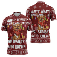Chihuahua Attitude Christmas Zipper Polo Shirt Xmas Holiday Patterns - Wonder Print Shop