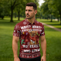 Chihuahua Attitude Christmas Zipper Polo Shirt Xmas Holiday Patterns - Wonder Print Shop