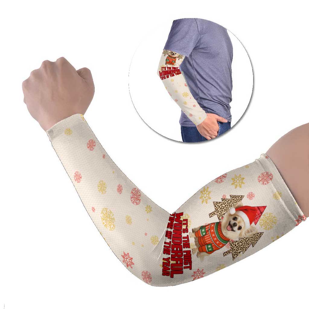 Chihuahua The Most Beautiful Time Xmas Christmas Arm Sleeves Xmas Holiday Patterns - Wonder Print Shop