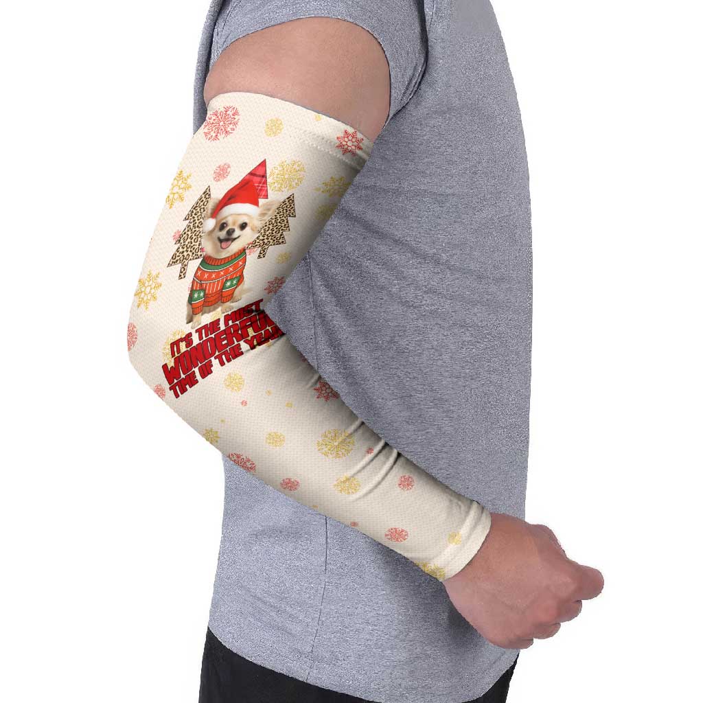 Chihuahua The Most Beautiful Time Xmas Christmas Arm Sleeves Xmas Holiday Patterns - Wonder Print Shop
