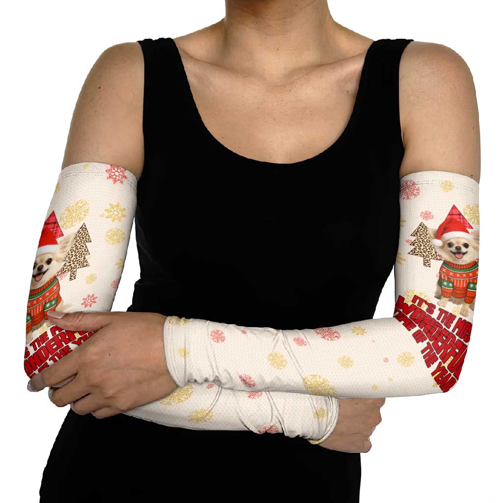 Chihuahua The Most Beautiful Time Xmas Christmas Arm Sleeves Xmas Holiday Patterns - Wonder Print Shop