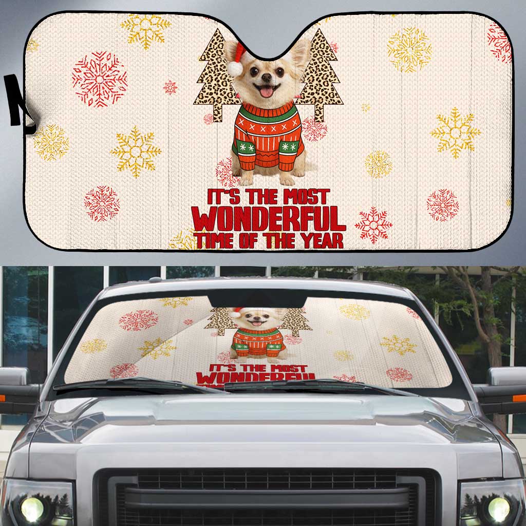 Chihuahua The Most Beautiful Time Xmas Christmas Auto Sun Shade Xmas Holiday Patterns - Wonder Print Shop