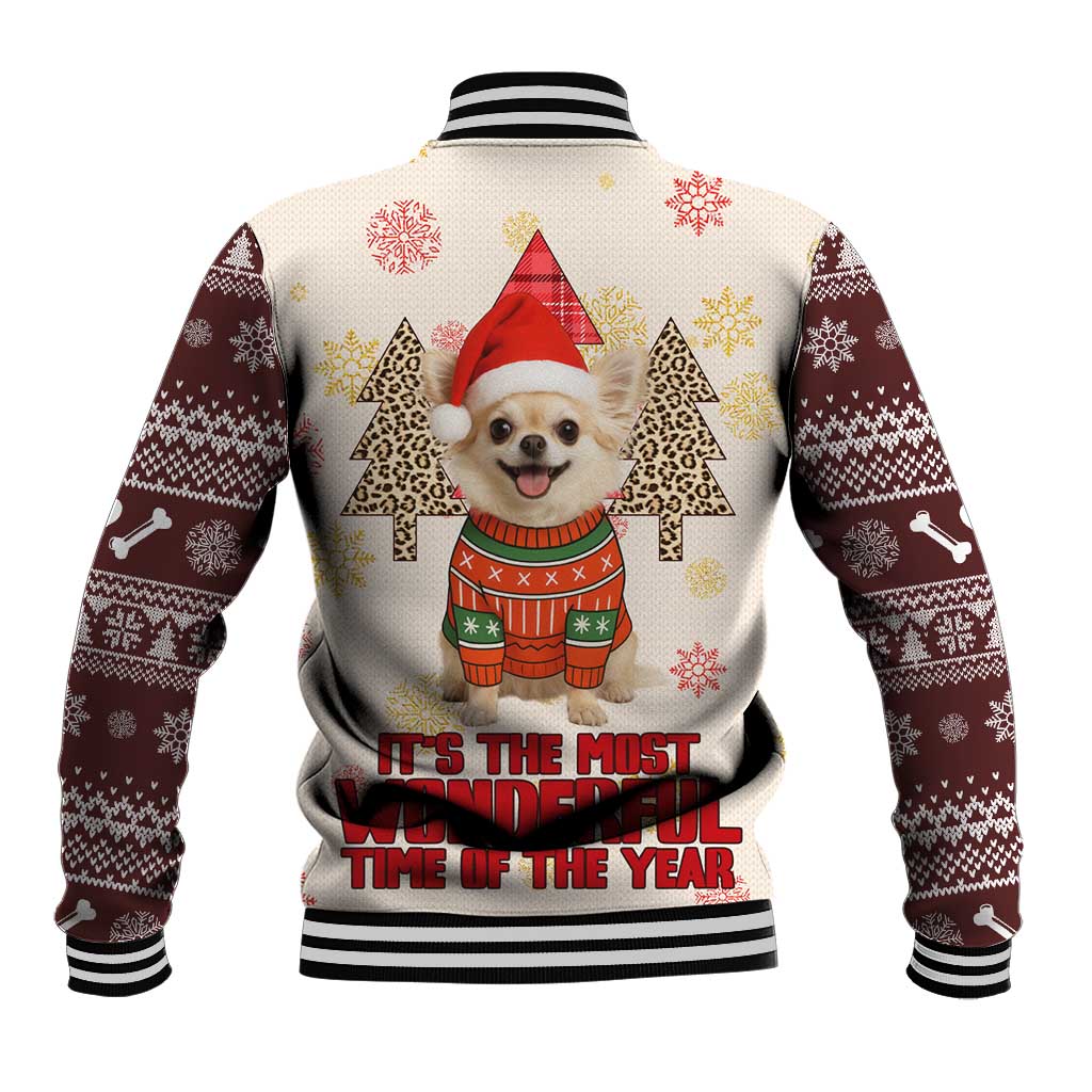 Chihuahua The Most Beautiful Time Xmas Christmas Baseball Jacket Xmas Holiday Patterns - Wonder Print Shop