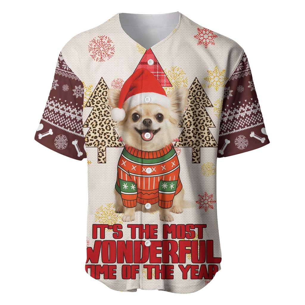 Chihuahua The Most Beautiful Time Xmas Christmas Baseball Jersey Xmas Holiday Patterns - Wonder Print Shop