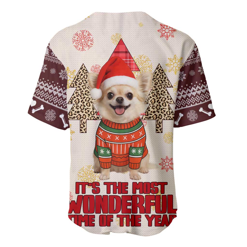 Chihuahua The Most Beautiful Time Xmas Christmas Baseball Jersey Xmas Holiday Patterns - Wonder Print Shop