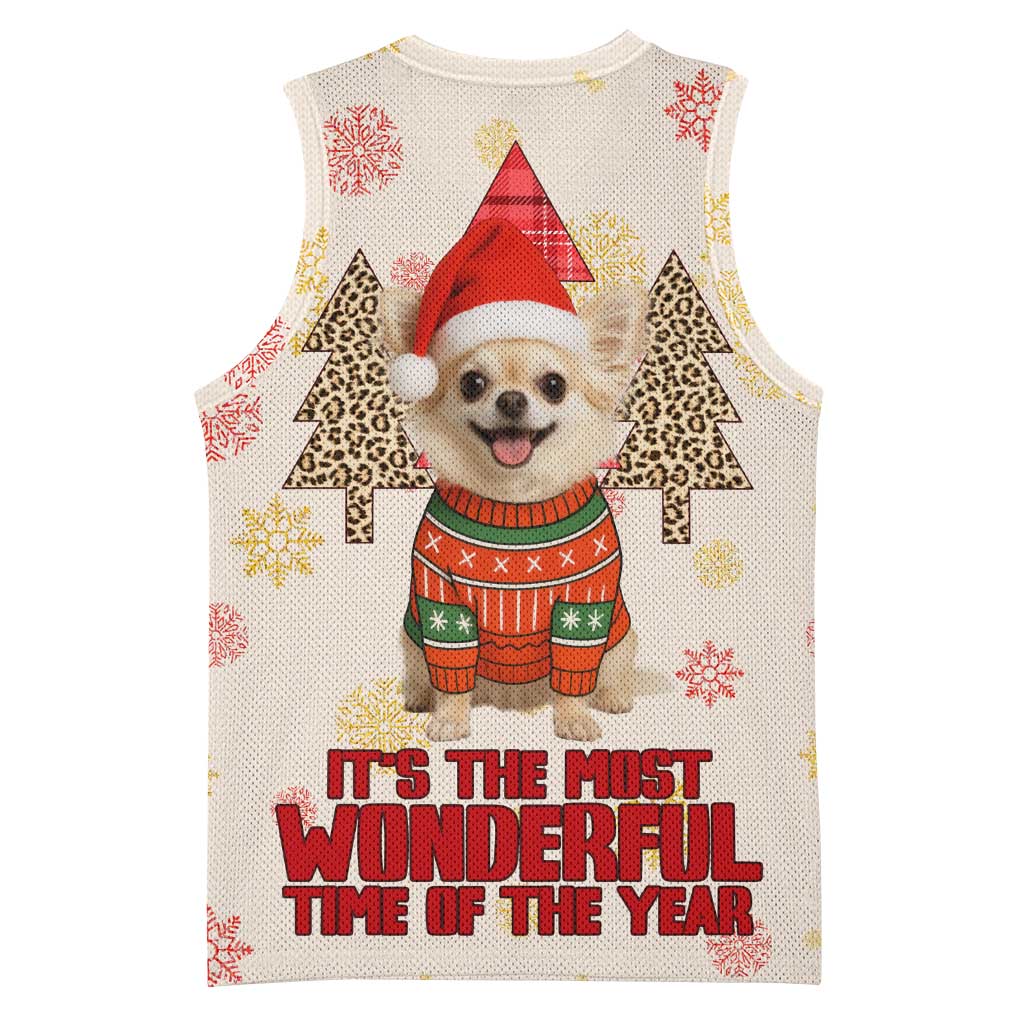 Chihuahua The Most Beautiful Time Xmas Christmas Basketball Jersey Xmas Holiday Patterns - Wonder Print Shop