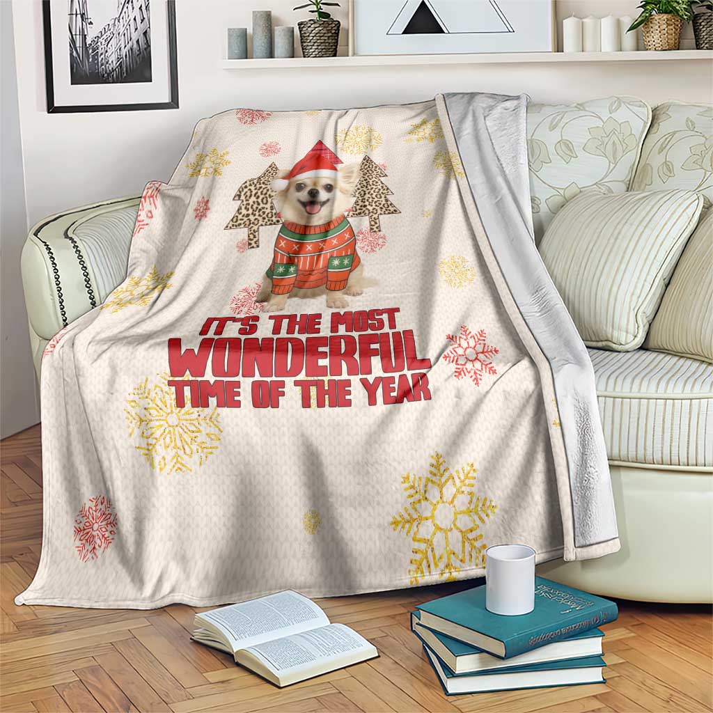 Chihuahua The Most Beautiful Time Xmas Christmas Blanket Xmas Holiday Patterns - Wonder Print Shop