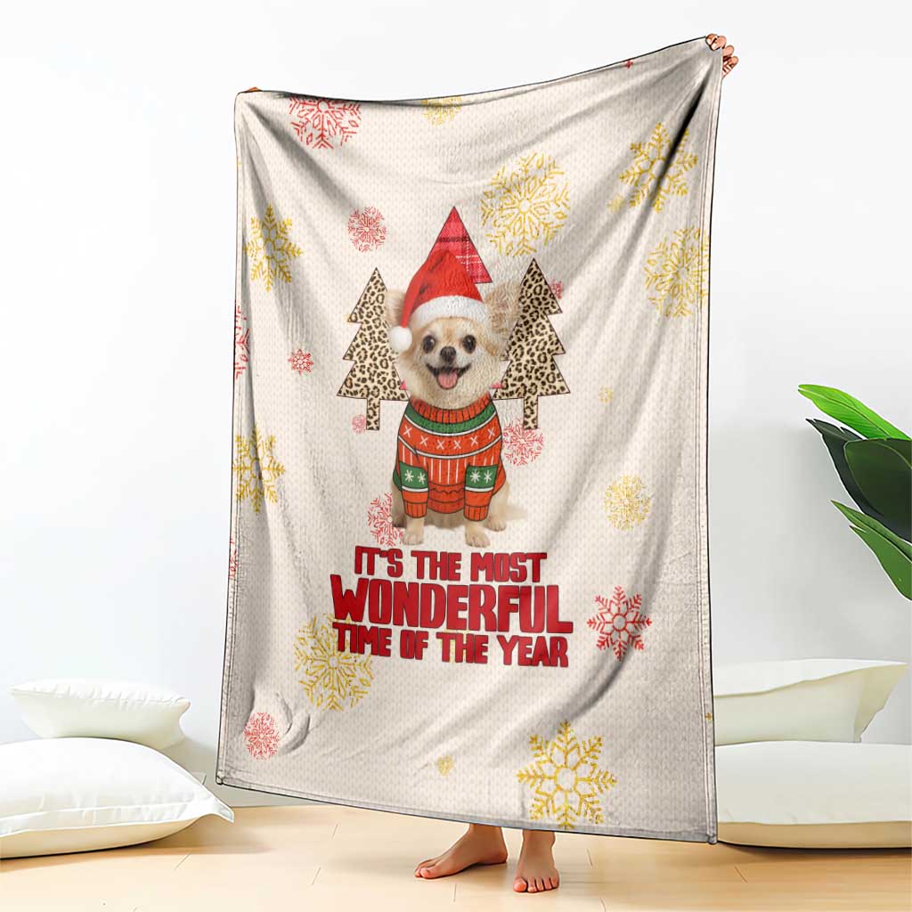 Chihuahua The Most Beautiful Time Xmas Christmas Blanket Xmas Holiday Patterns - Wonder Print Shop