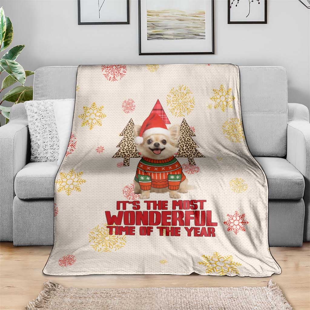 Chihuahua The Most Beautiful Time Xmas Christmas Blanket Xmas Holiday Patterns - Wonder Print Shop