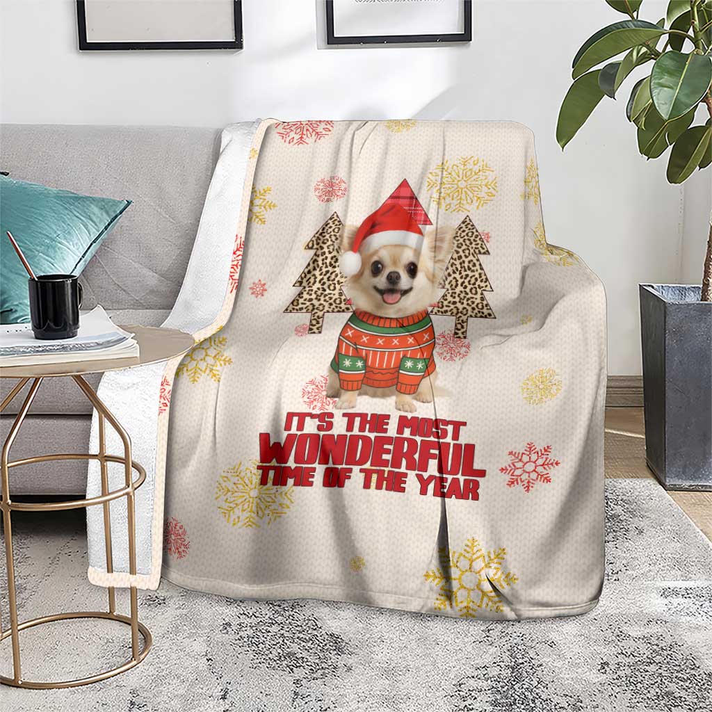 Chihuahua The Most Beautiful Time Xmas Christmas Blanket Xmas Holiday Patterns - Wonder Print Shop