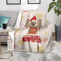 Chihuahua The Most Beautiful Time Xmas Christmas Blanket Xmas Holiday Patterns - Wonder Print Shop
