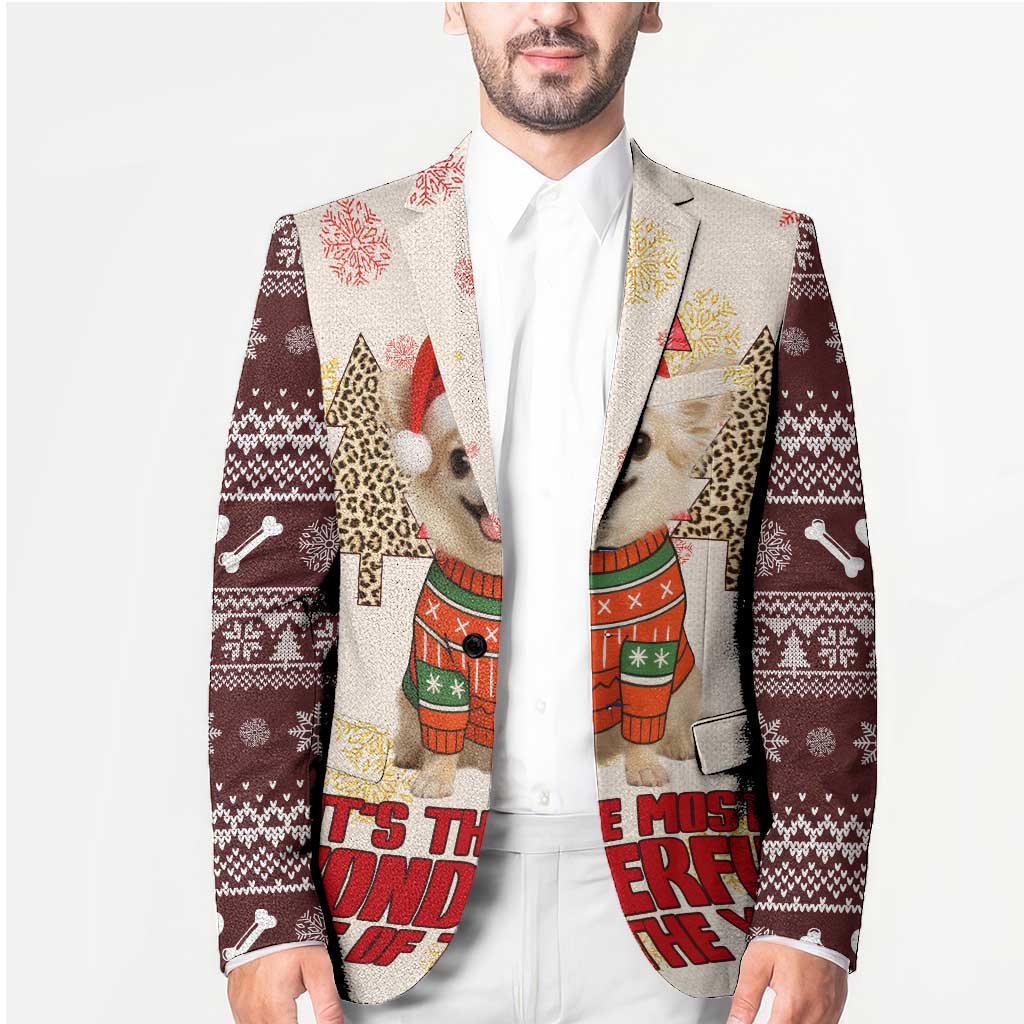 Chihuahua The Most Beautiful Time Xmas Christmas Blazer Xmas Holiday Patterns - Wonder Print Shop