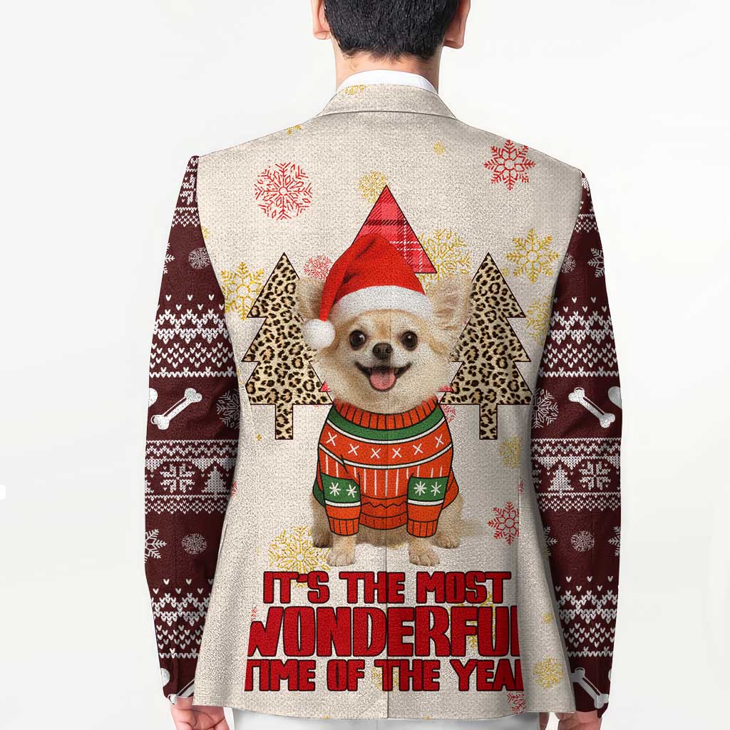 Chihuahua The Most Beautiful Time Xmas Christmas Blazer Xmas Holiday Patterns - Wonder Print Shop